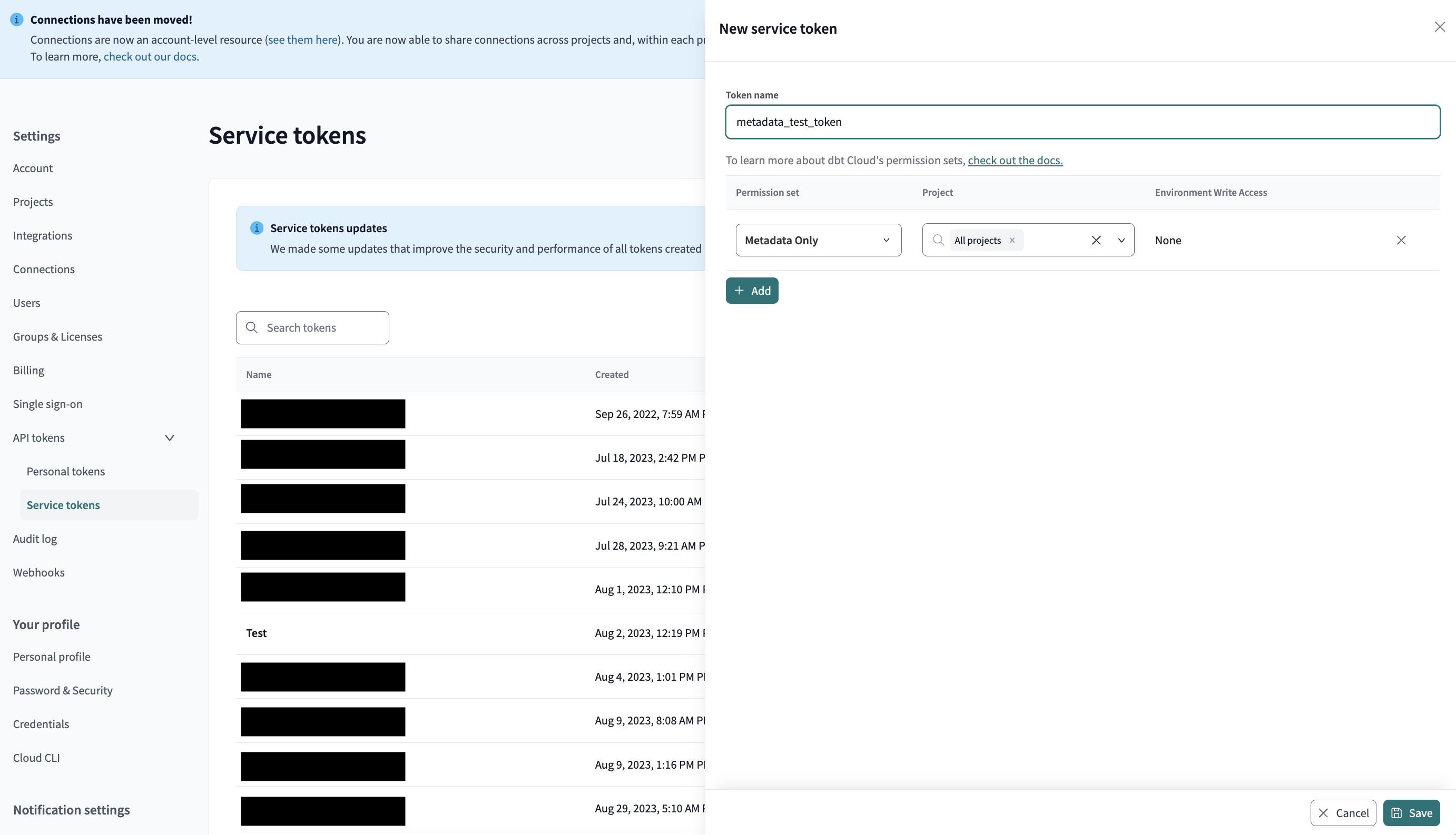 Set up your dashboard status tile and service token to embed a data health tile